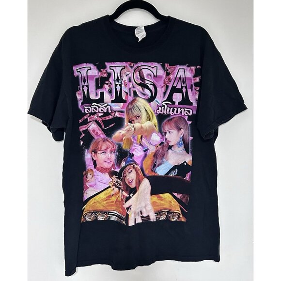 Black Pink K Pop Lisa Black Tour T Shirt 2019 The Forum Size Large - Picture 1 of 6